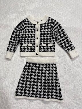 Btween Girl Chic Houndstooth Cardigan and Skirt Set Knit Size 3T